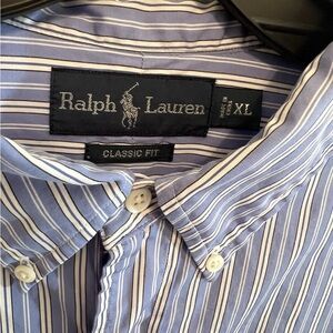 Ralph Lauren Striped Classic Fit Button-Down Shirt - Light Blue, White, Navy XL